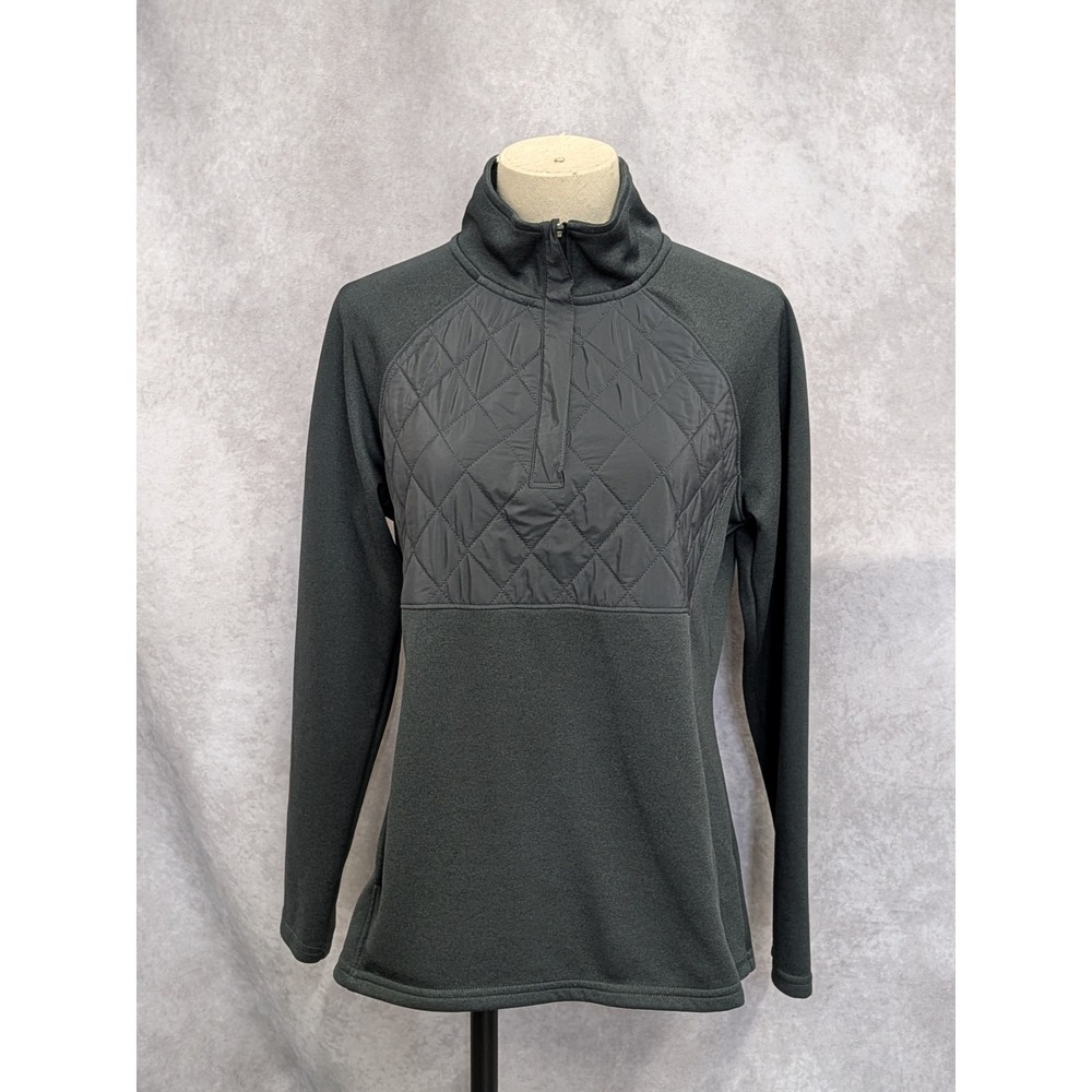 Avia Womens Quarter Zip Pullover Quilted‎ Chest Fleece Active Gray Size M 8-10